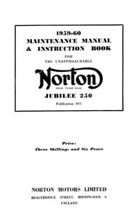 1959-1960 Norton Jubilee maintenance manual & instruction book