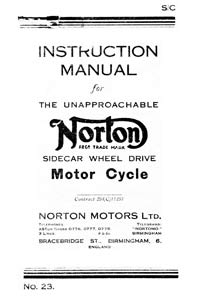 Norton W.D. Sidecar wheel drive combination Instruction manual