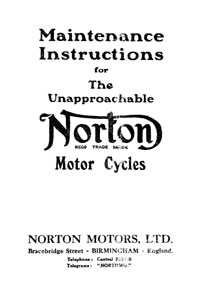1926 Norton maintenance instruction book 