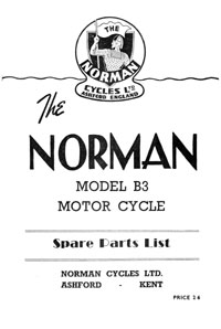 Norman model B3 parts list