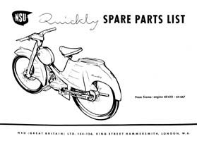 1957 NSU Quickly N S L parts book