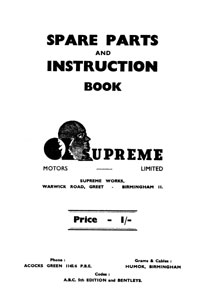 1938-1939 OK Supreme instruction & parts book