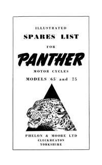 Panther models 65 & 75 parts list
