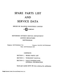 Raleigh Wisp 50cc parts catalogue & workshop manual