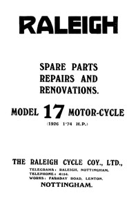 1926 Raleigh Model 17  1.74 h.p spare parts, repairs and renovation