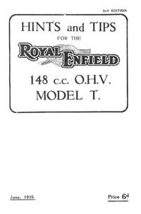 1935 Royal Enfield model T instruction book