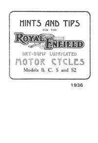 1936 Royal Enfield B C S S2 instruction book