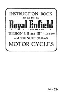 1953-1960 Royal Enfield Ensign & Prince instruction book