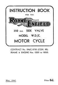1941 Royal Enfield WD model WD/C instruction book