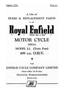 1953-1955 Royal Enfield model J2 parts book