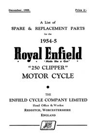 1954-1955 Royal Enfield model 250 Clipper parts book