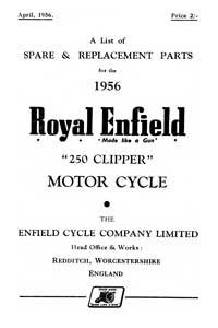 1956 Royal Enfield model 250 Clipper parts book