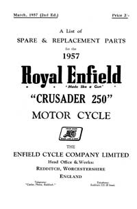1957 Royal Enfield model Crusader 250 parts book