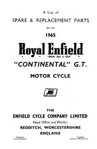 1965 Royal Enfield model Continental G.T parts book