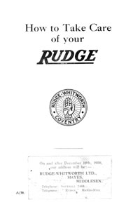 1938 Rudge all models instruction book 