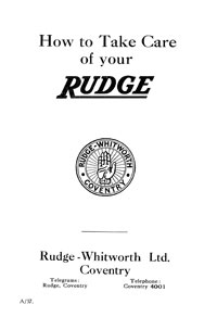 1937 Rudge all models instruction book
