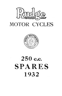 1932 Rudge 250cc Models parts book