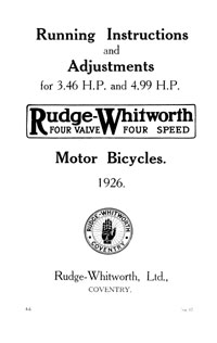 1926 Rudge 3.46hp & 4.99hp running instructions