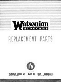 1949 Watsonian sidecar parts catalogue