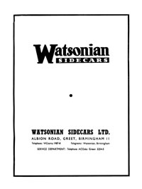 up to 1960 Watsonian sidecars parts book