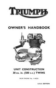 1966 Triumph unit 350-500cc Handbook