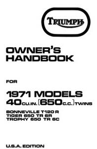 1971 Triumph unit 650cc USA Handbook