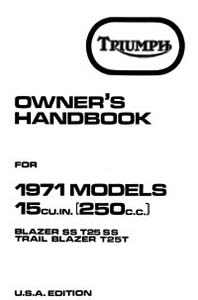 Triumph 1971 USA Trophy TR25W Owners handbook 