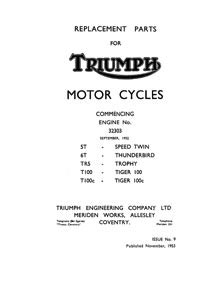 1953 Triumph pre-unit models parts catalogue 