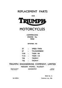 1956 Triumph pre-unit models parts catalogue 