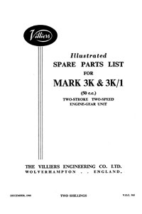 1958-1961 Villiers Mark 3K & 3K/1 parts list 