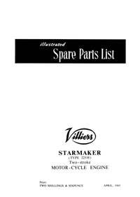 1962-1969 Villiers 'Starmaker' type 225h parts list