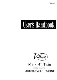 Villiers 4T Twin type 225t-2 users handbook