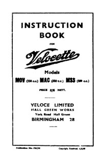 1948 Velocette MOV MAC MSS instruction book