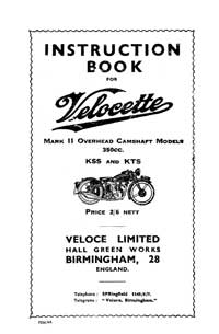1950 Velocette Mark II KSS KTS instruction book