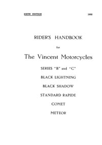 1952 Vincent Series 'B' & 'C' riders handbook