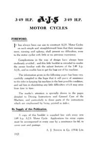 1927 AJS 3.49hp handbook