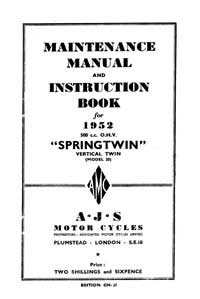 1952 AJS Twins Maintenance manual
