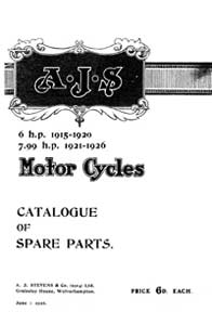 1915 to 1926  AJS 6hp & 7.99hp parts catalogue