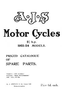 1921 to 1924  AJS  2 3/4 h.p parts catalogue