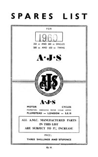 1960-1962 AJS Parts list