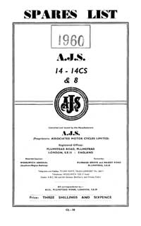 1960-1964 AJS model14, 8 Parts list