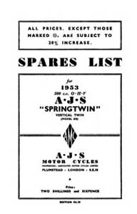 1953 AJS Twins Parts list