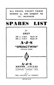 1957 AJS Twins Parts list