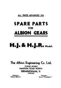 Albion H.J & H.J.R. Models parts book