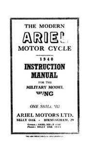 1940 Ariel W/NG model instruction book
