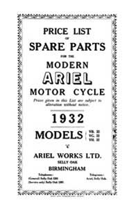 1932 Ariel VB VG VH parts book