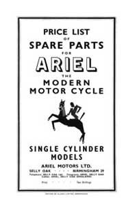 1953 Ariel Singles models parts book 