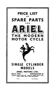 1954-1955 Ariel Singles models parts book 