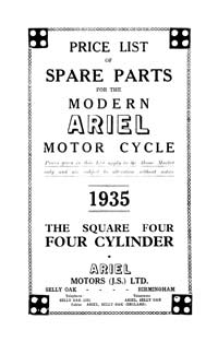 1935 Ariel 4F/6 Square four parts book