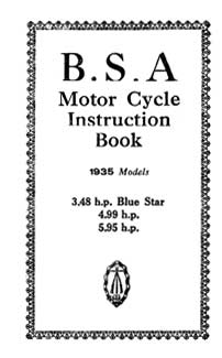 1935 BSA 3.48 4.99 5.95hp instruction book